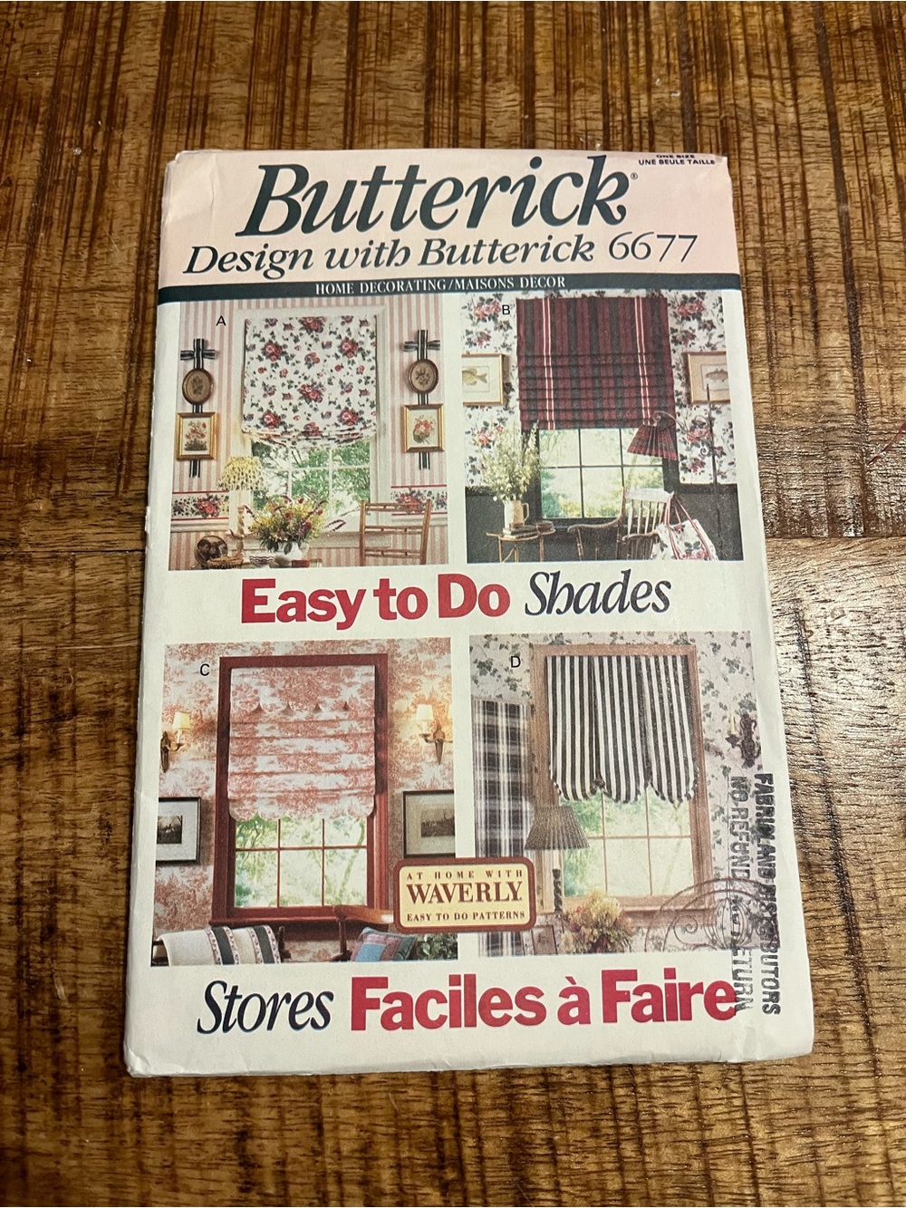 Butterick Window Shade Pattern